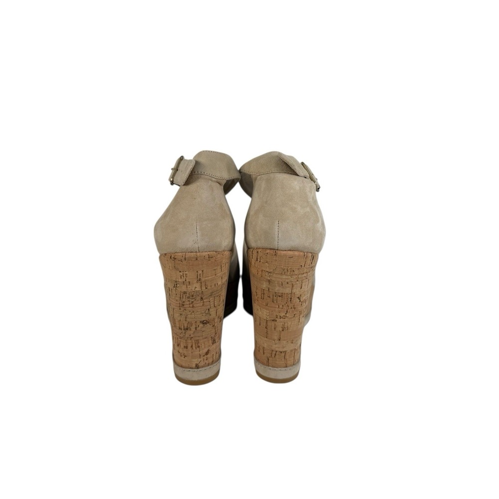 Stuart Weitzman Beige Suede Cork Wedge Sandal Women's Size‎ 10.5 - Picture 4 of 5